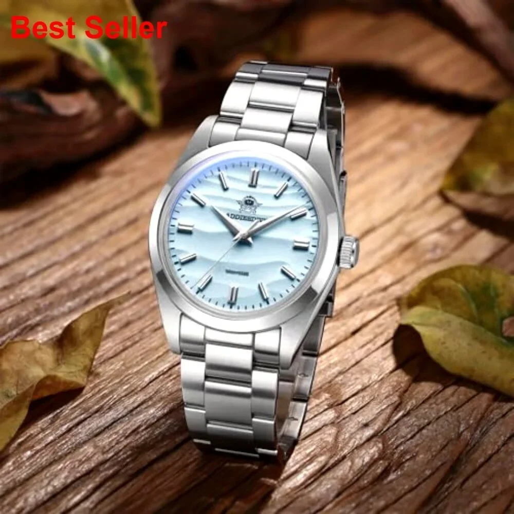 36mm Stainless Steel Watch with VH31 Movement Waterproof 100m